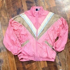 Vintage Barbiecore Pink Windbreaker Jacket Floral Barbiecore Y2K  Coat Zip Up